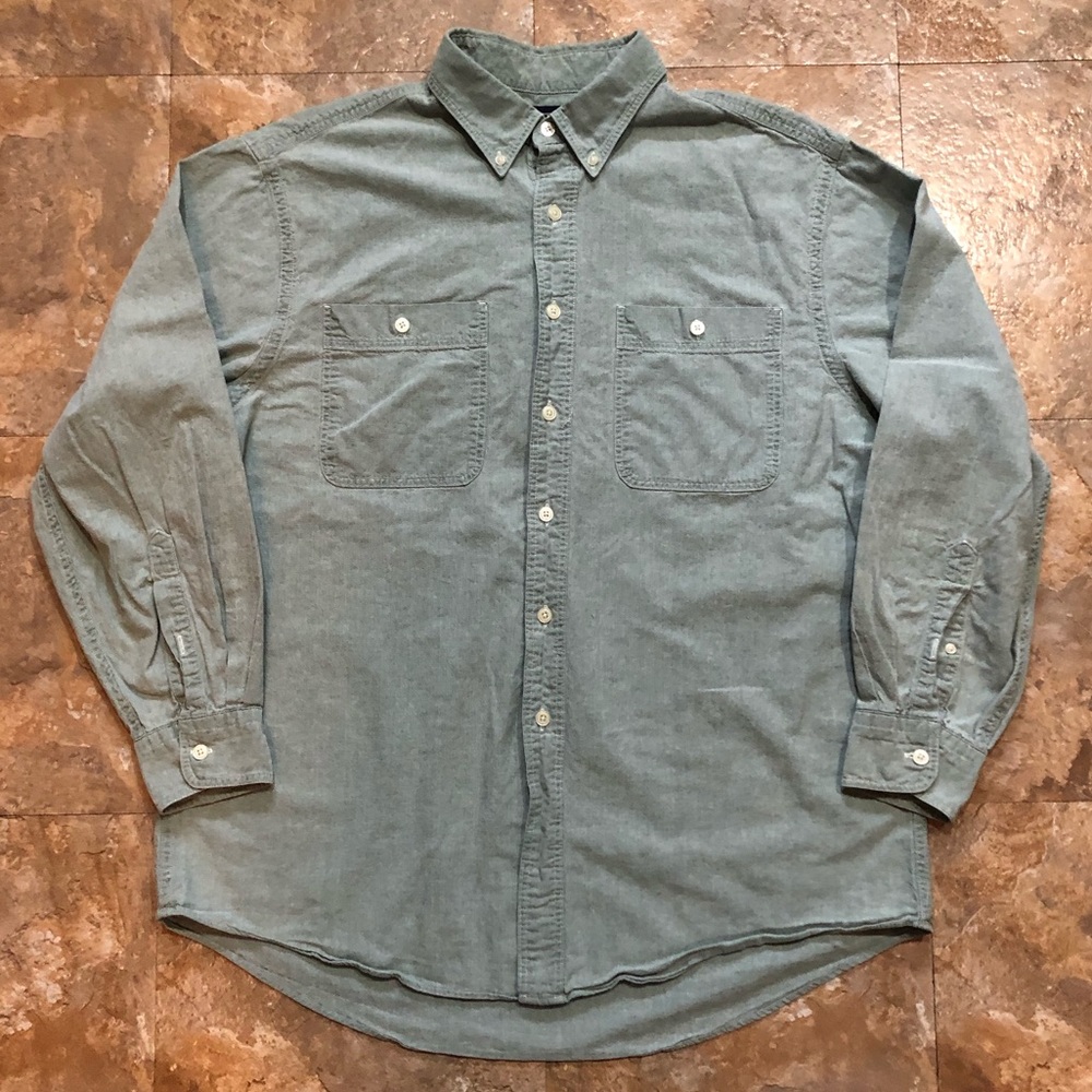 Lands’ End Blue Green Long Sleeve Shirt Size Large